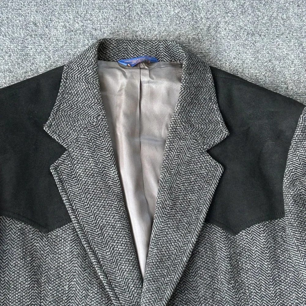 Pendleton Wool Western‎ Sport Coat Blazer Elbow Patches Herringbone Mens